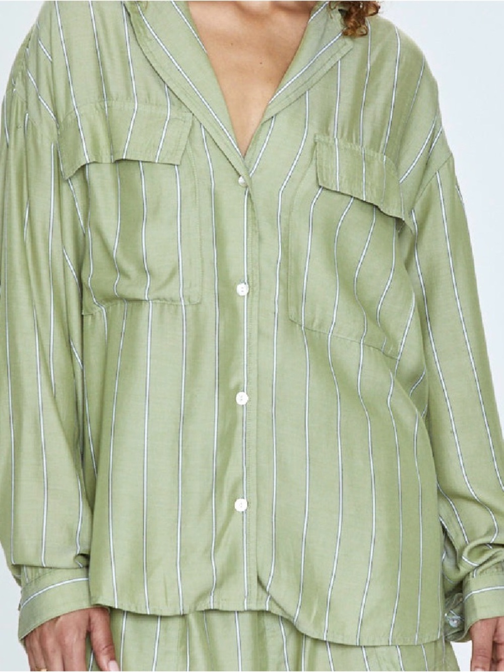 Irene Shirt in Sage Stripe